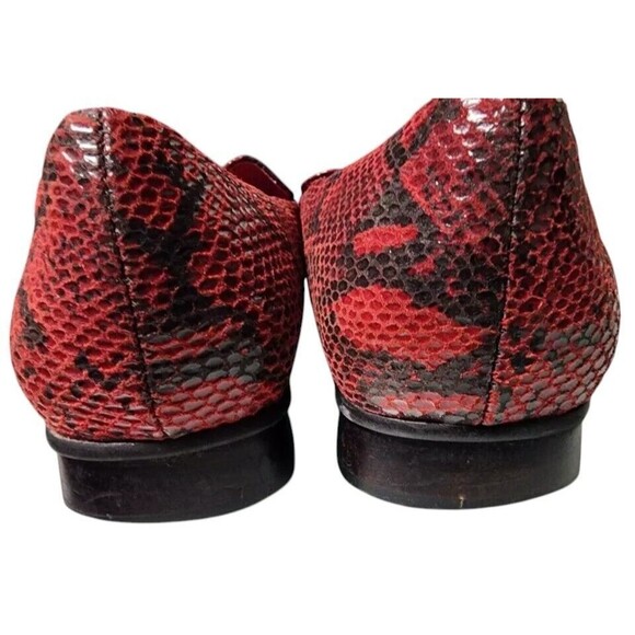 Wesley & Co Red Leather Snakeskin Loafers Size 9.5 - Picture 3 of 8